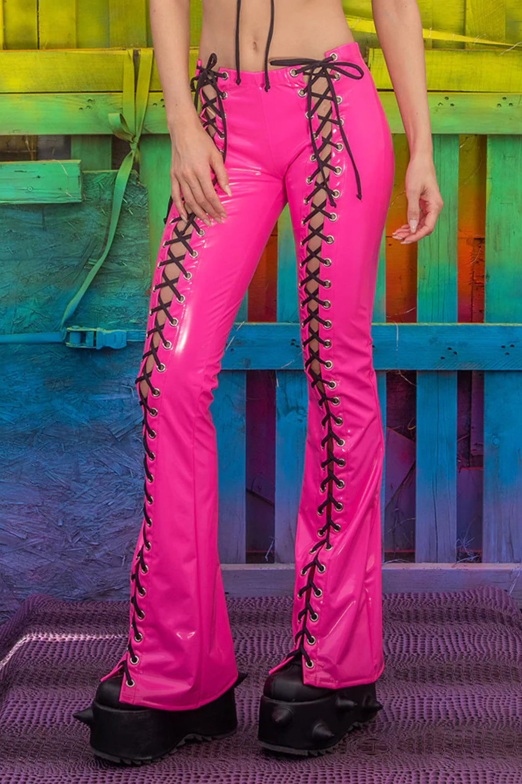 Lace-Up Flared Pants (Multiple Colors)