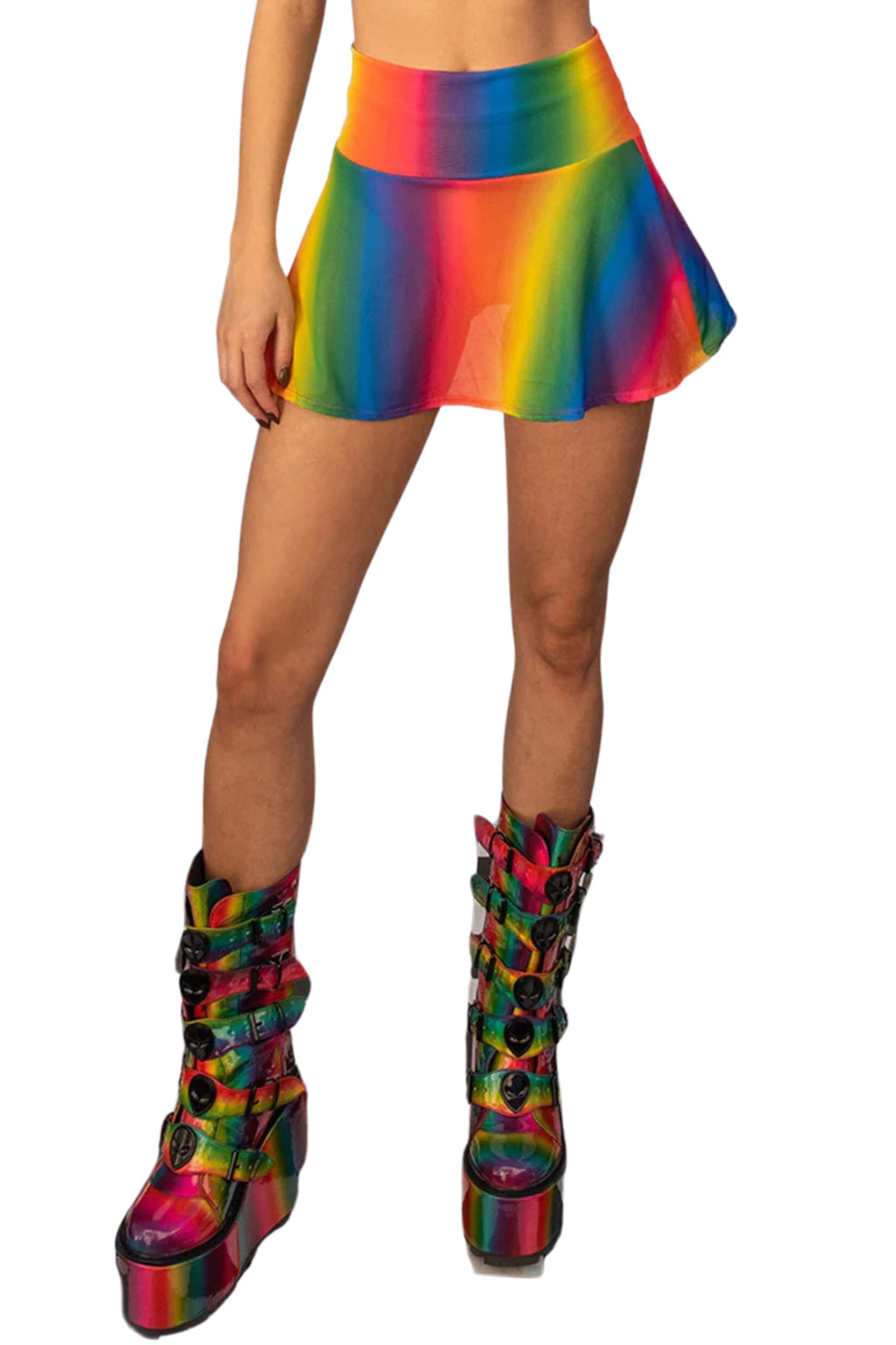 Rainbow Mesh Rave Skirt
