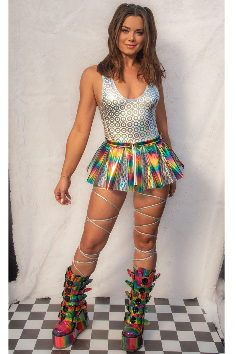 Pleated Vinyl Rave Skirt