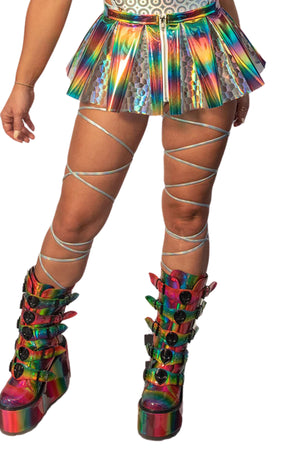 Pleated Vinyl Rave Skirt