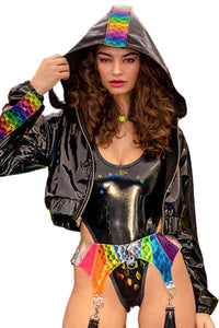 Cropped PVC Rave Hoodie