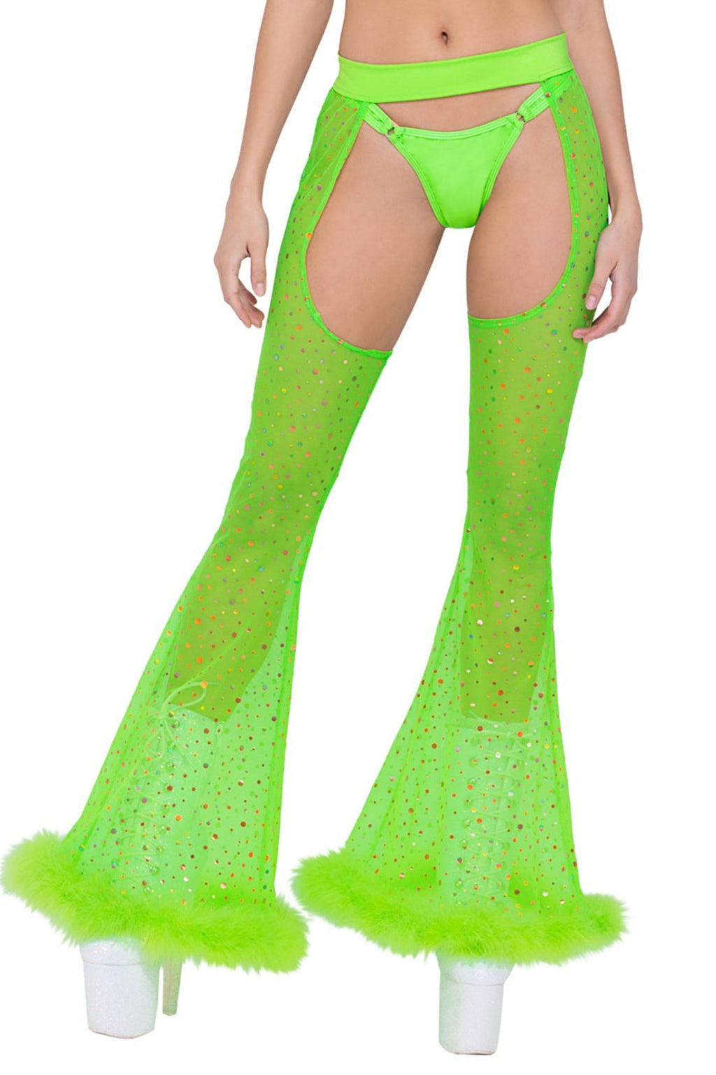 Sheer Dotted Lime Chaps