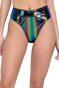 High-Waisted Foil Rave Shorts