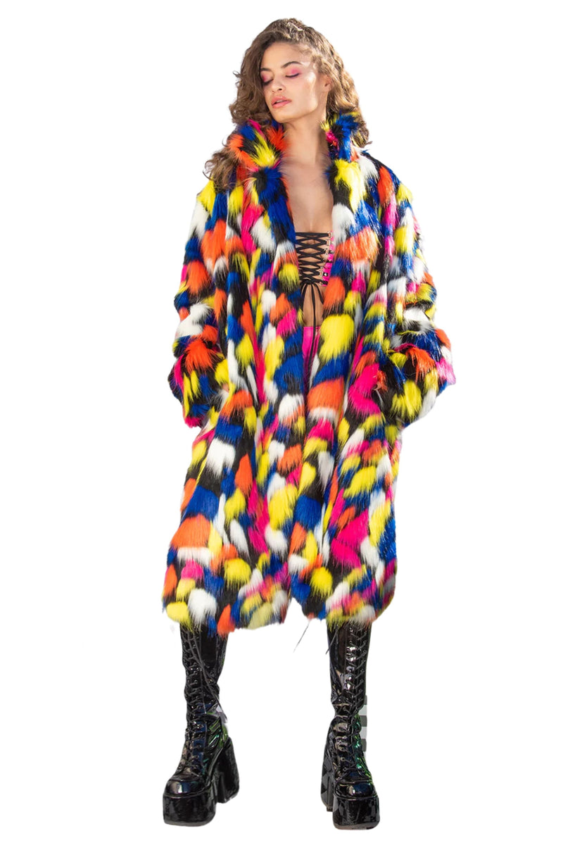 Rainbow Faux Fur Coat