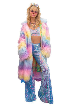 Rainbow Faux Fur Coat