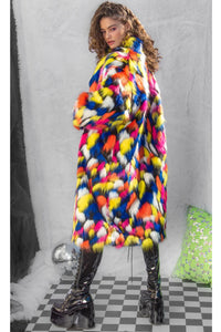 Rainbow Faux Fur Coat