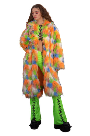 Rainbow Faux Fur Coat