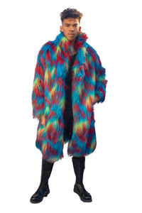 Rainbow Faux Fur Coat