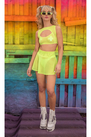 Neon Mesh Rave Skirt 