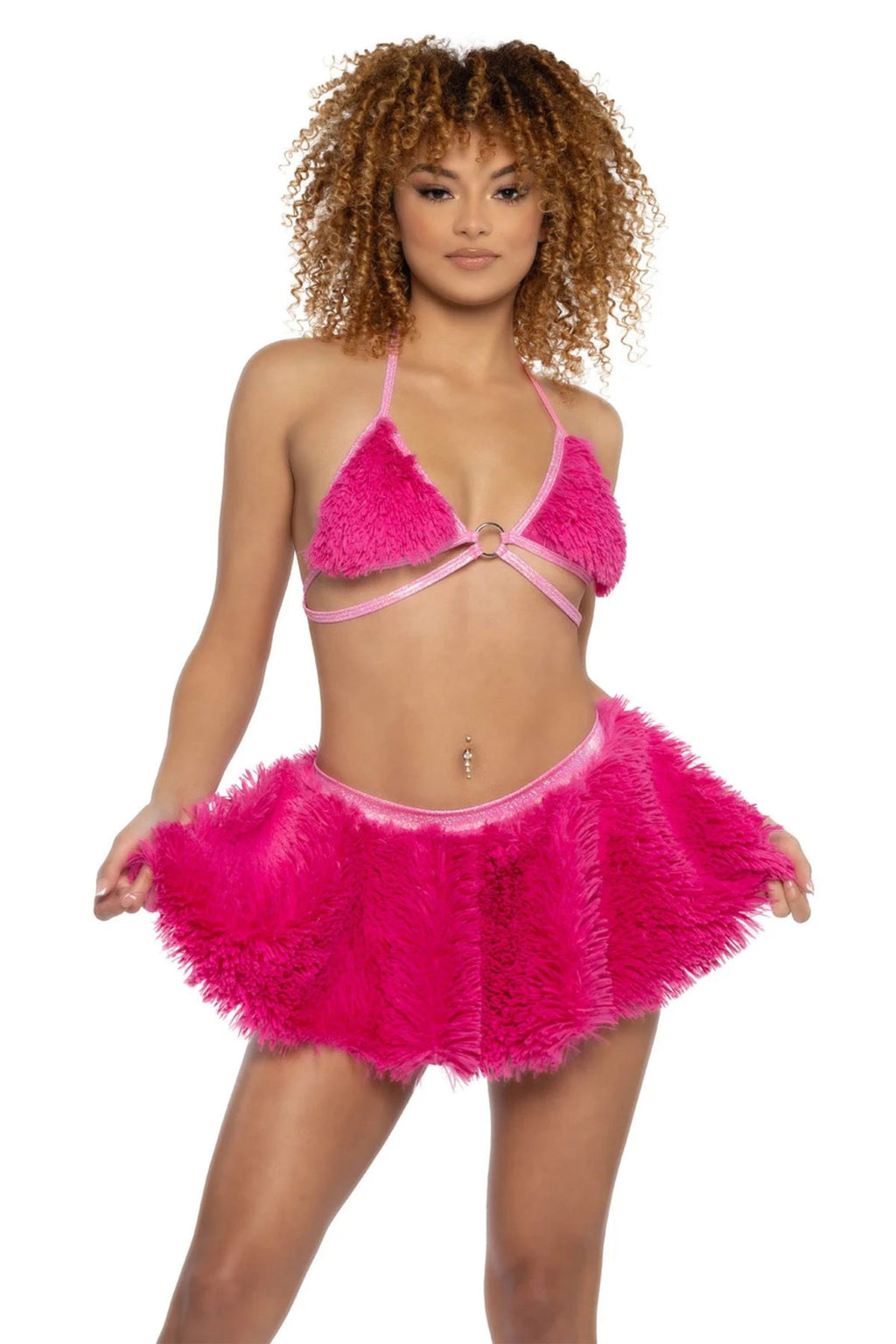 Pink Fur Rave Skirt