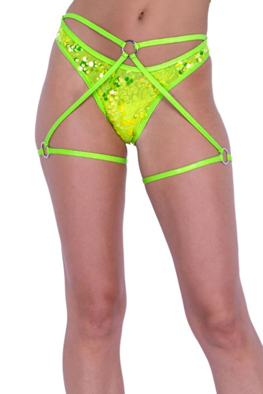 Sequin Strapped Rave Shorts