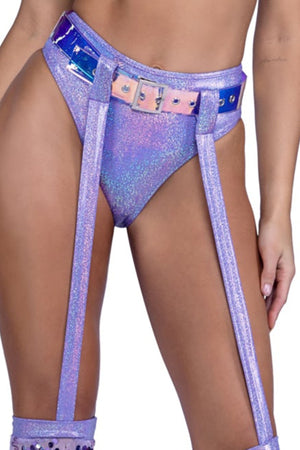 Shimmer High-Waist Rave Shorts