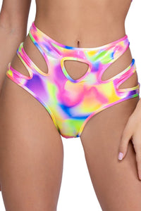 Multi-Color Keyhole Rave Shorts