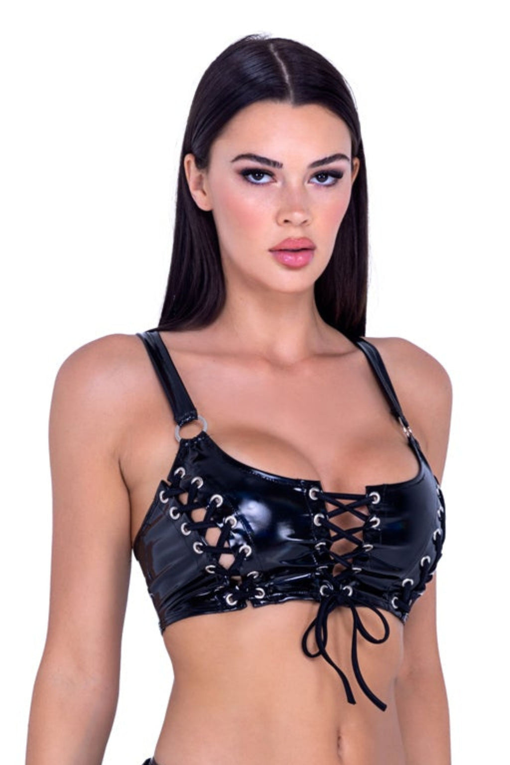 Vinyl Lace-Up Rave Top