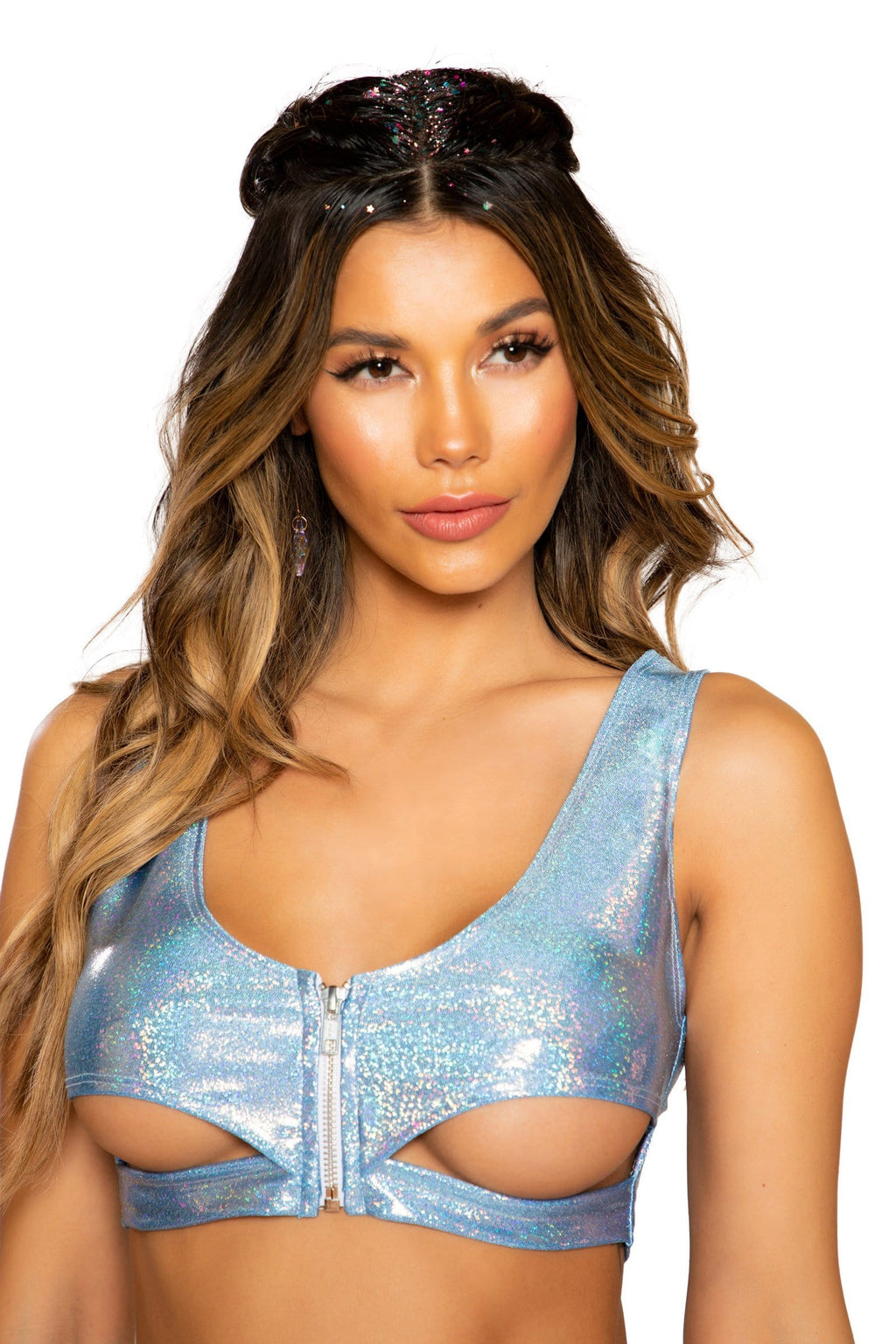 Holographic Blue Rave Top