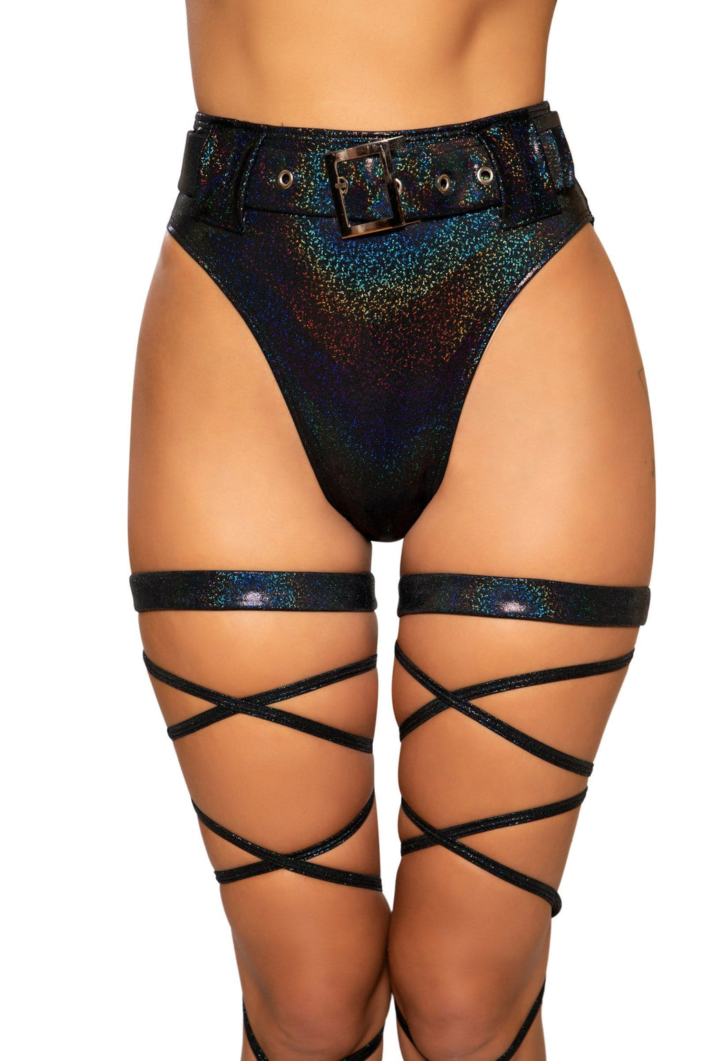 High-Waist Rave Booty Shorts with Belt