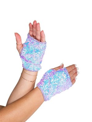 Open Finger Sequin Gloves (Multiple Colors)