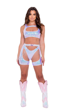 Sequin Chained Chap Shorts (Multiple Colors)