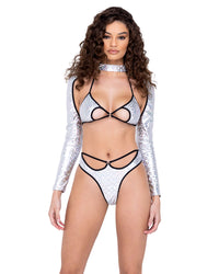 Hologram Keyhole Triangle Rave-Top