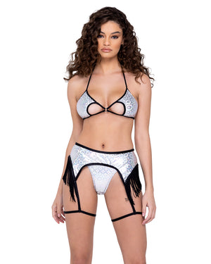 Hologram Fringe Garter Belt