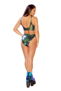 Metallic High-Waist Rave Shorts
