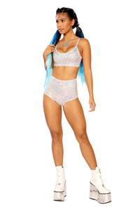 Shiny White Rave Shorts