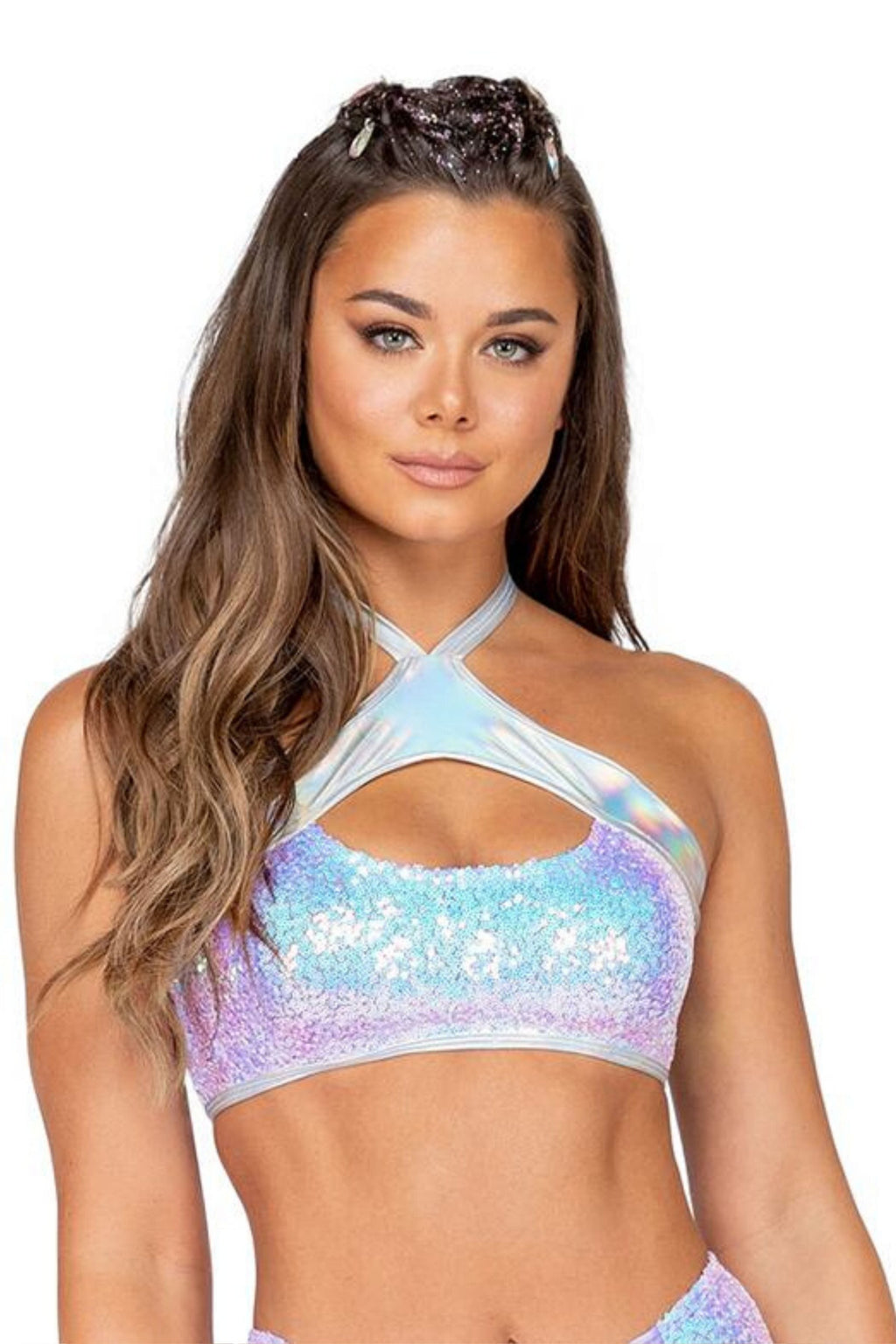 Holographic Sequin Rave Top