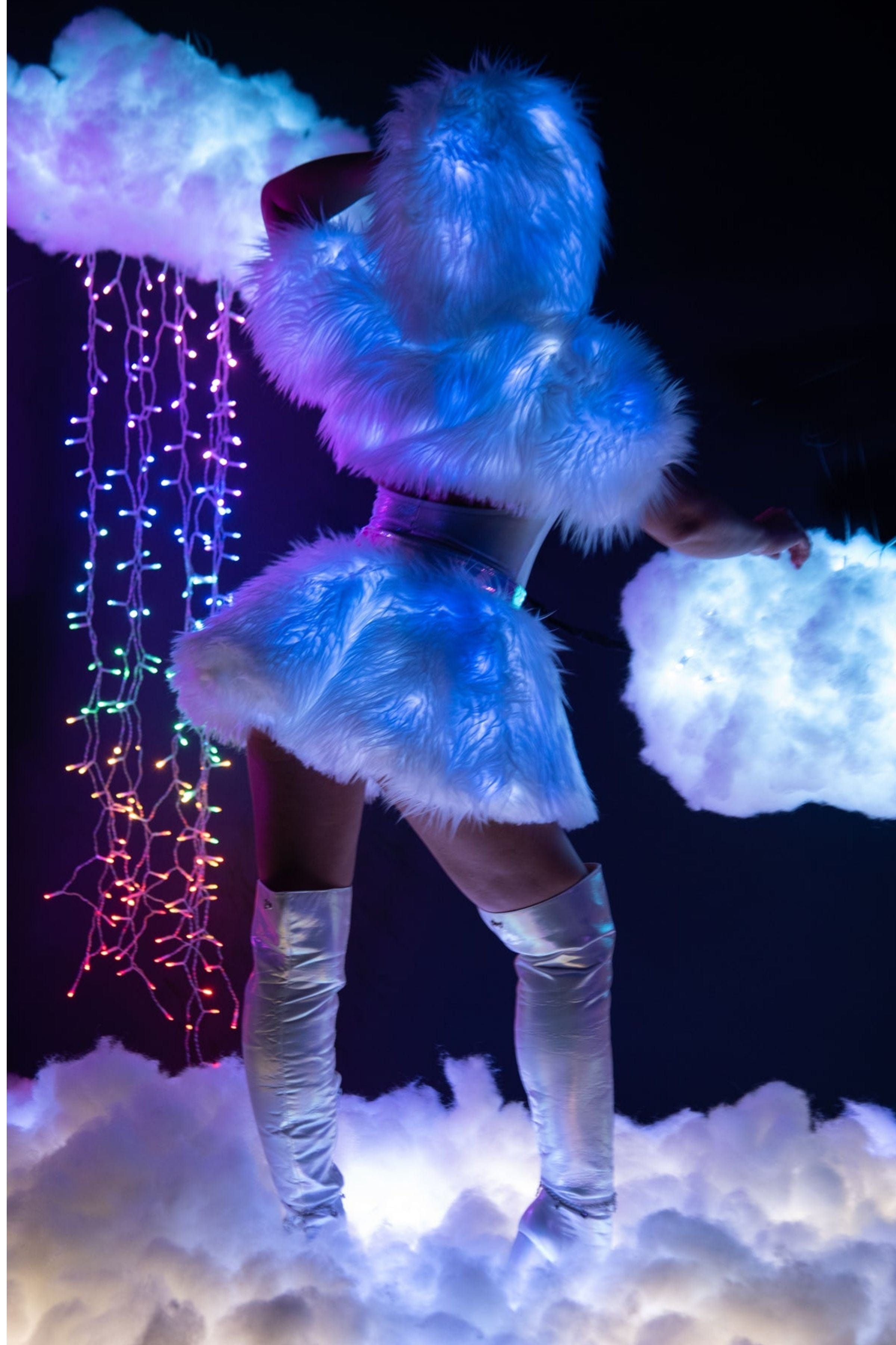 Furry Light Up Skirt, Skirt with Lights –