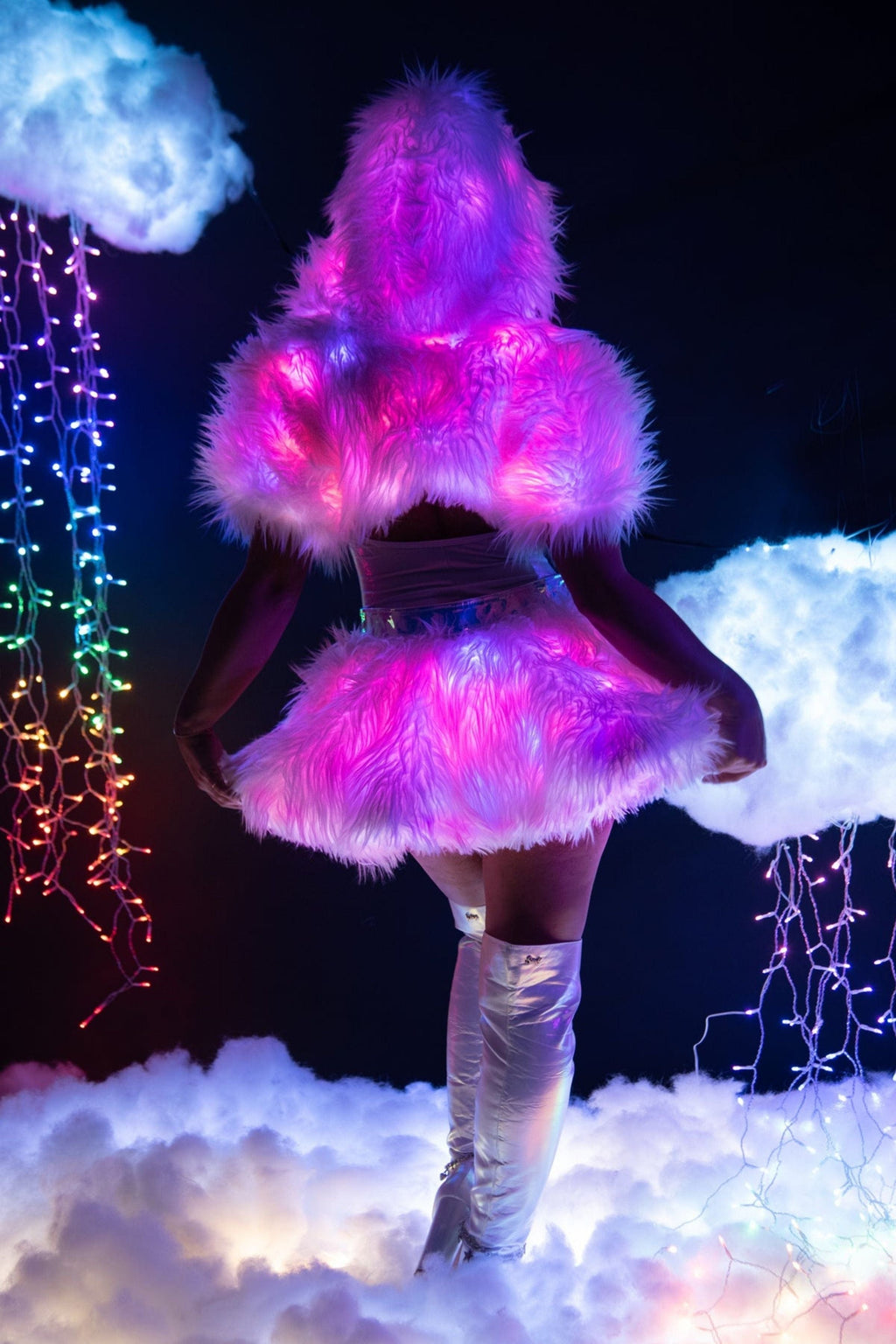 Light-Up Faux Fur Rave Skirt