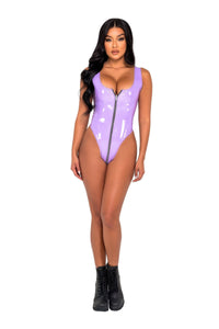 Purple Vinyl Rave Bodysuit