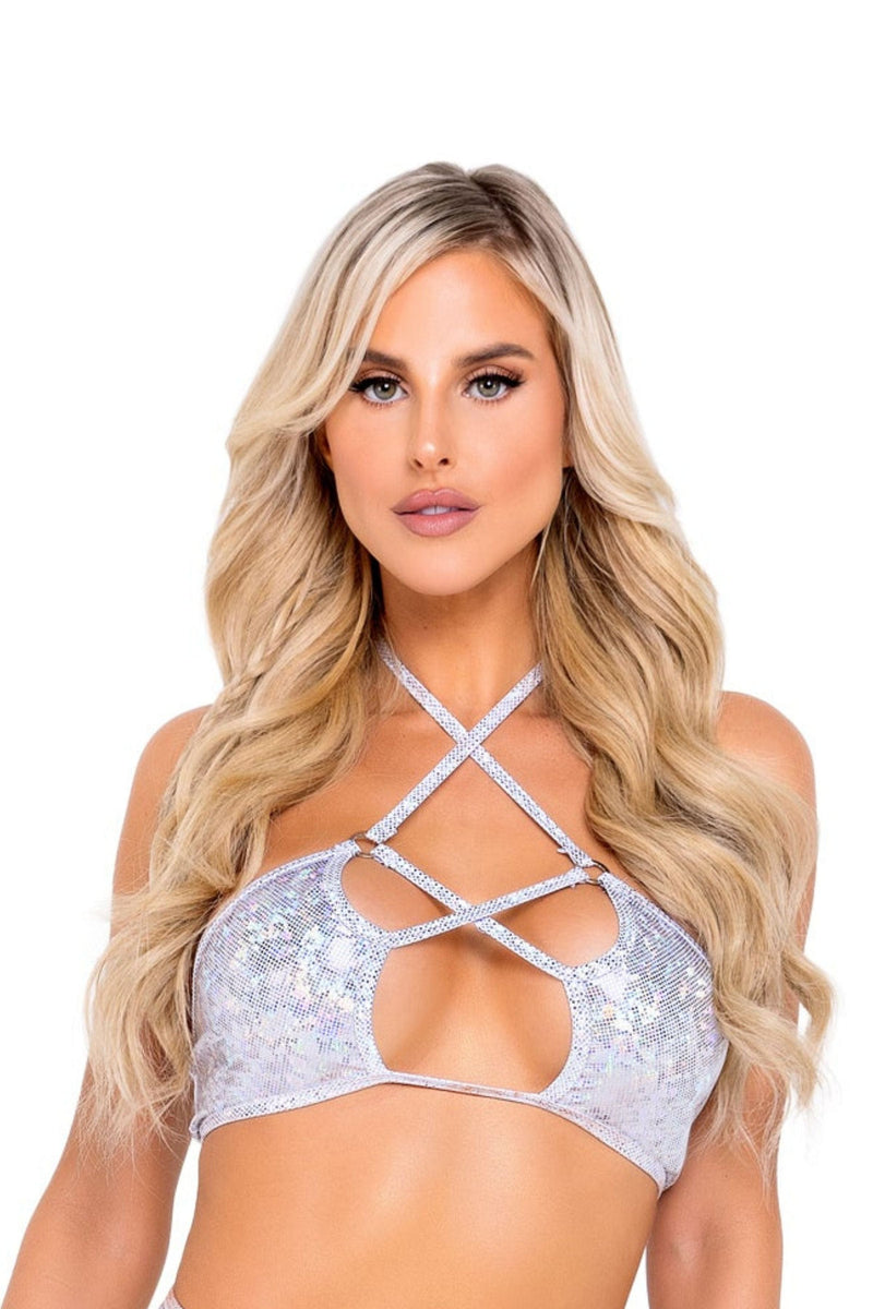 Shimmer Criss-Cross Rave Top