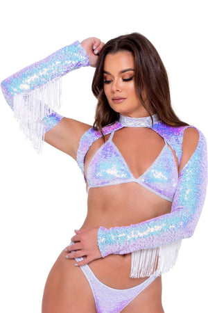 Long Sleeved Sequin Shrug