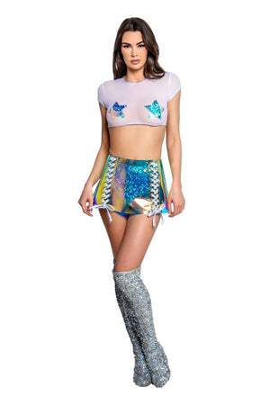 Lace-Up Vinyl Rave Skirt