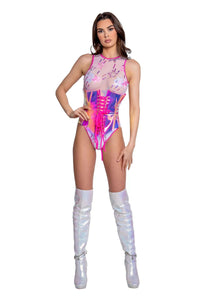 Holographic Dot Rave Bodysuit