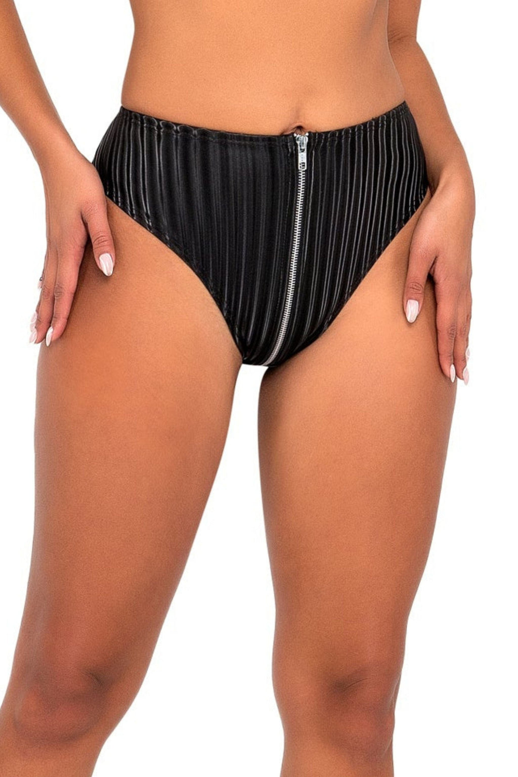 High-Waist Zip-Up Rave Shorts