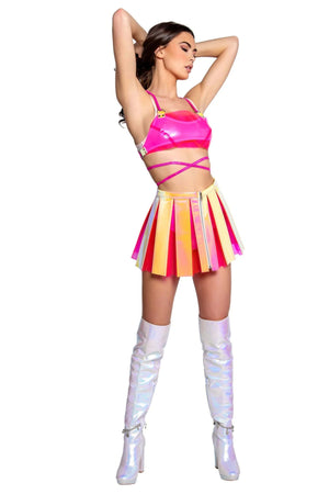 Vinyl Pleated Rave Skirt