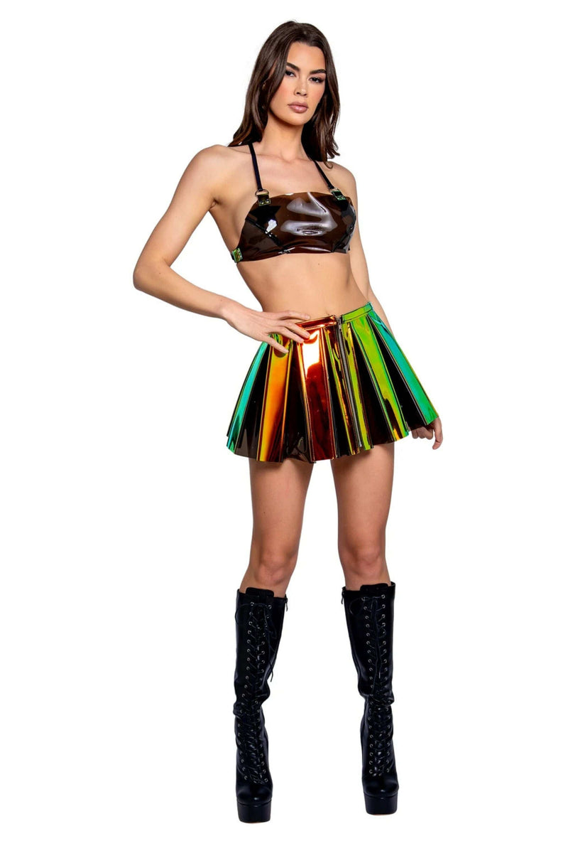 Vinyl Pleated Rave Skirt