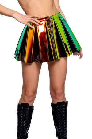 Vinyl Pleated Rave Skirt