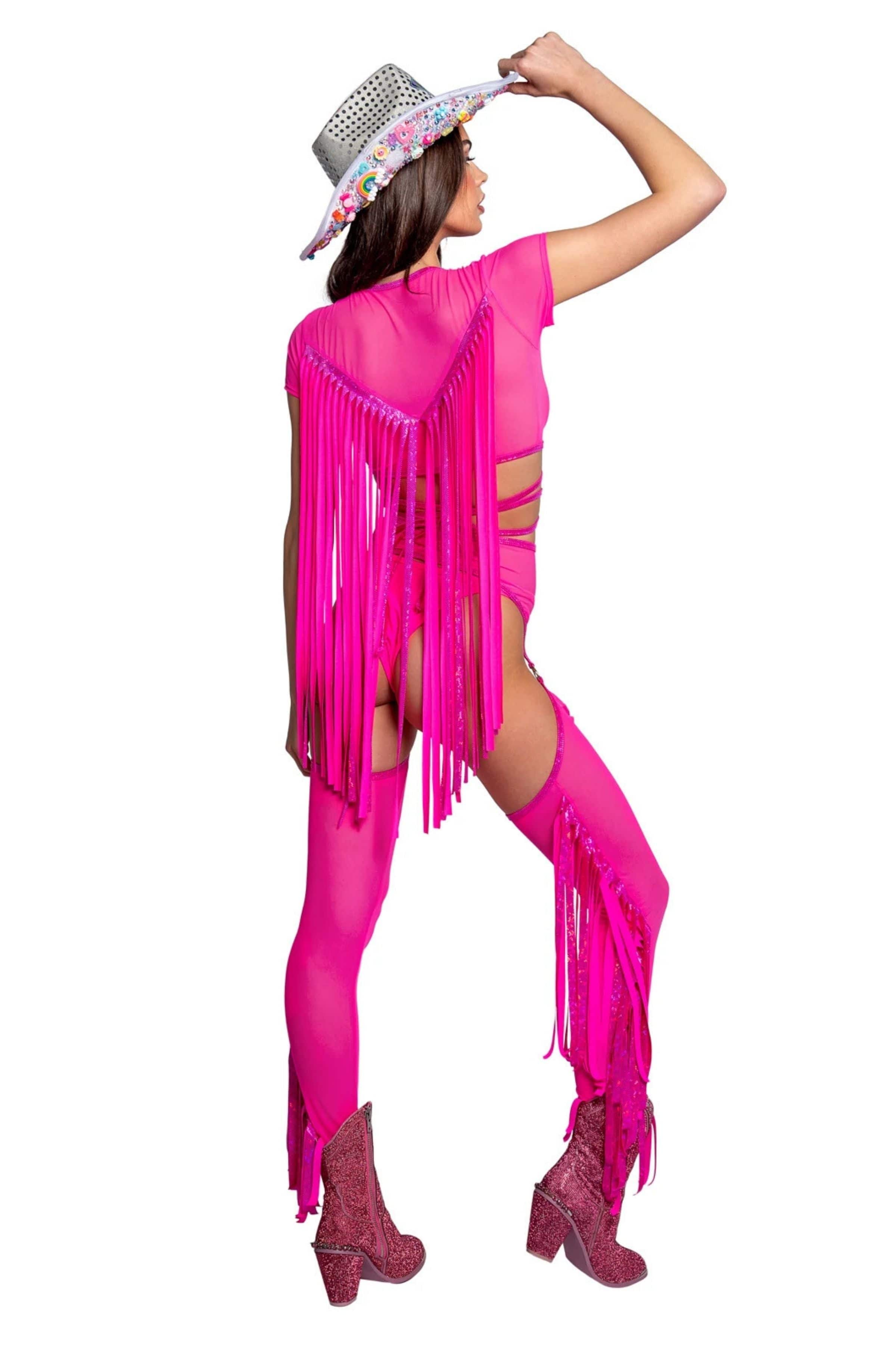 Sexy Fringe Cowgirl Costume - Pink