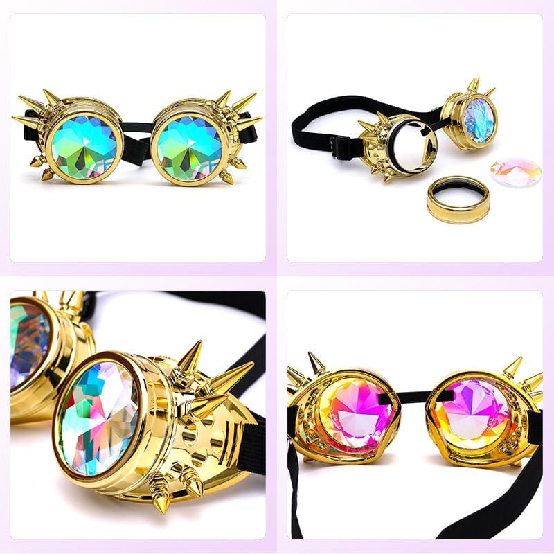 Spiked Bright Gold Rave Goggles
