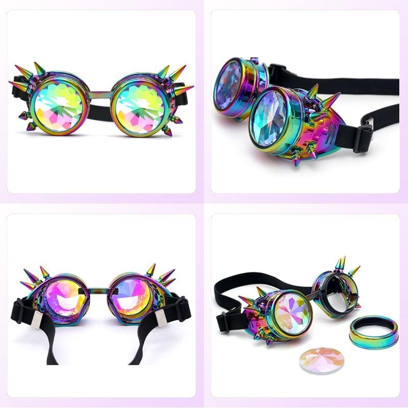 Spiked Rainbow Rave Goggles