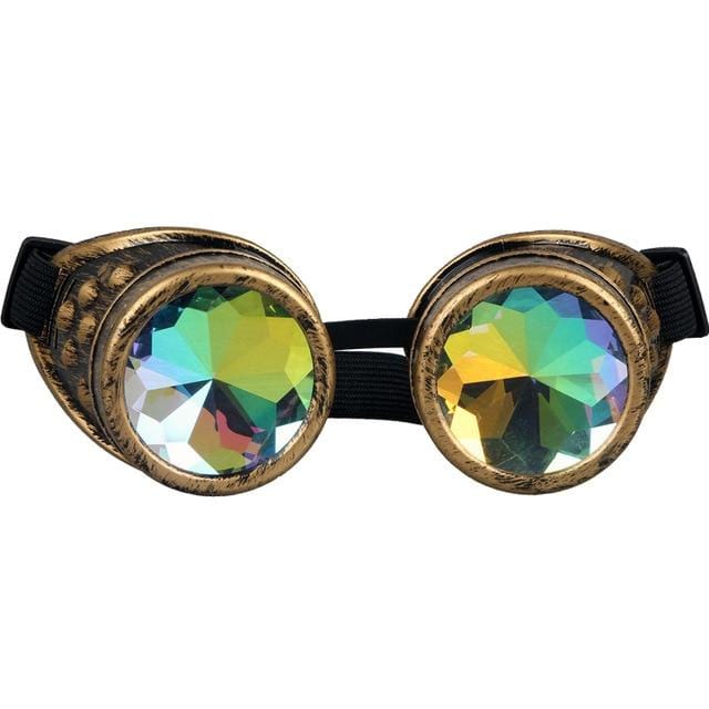 Gold Kaleidoscope Rave Goggles