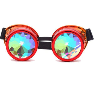 Red Kaleidoscope Rave Goggles