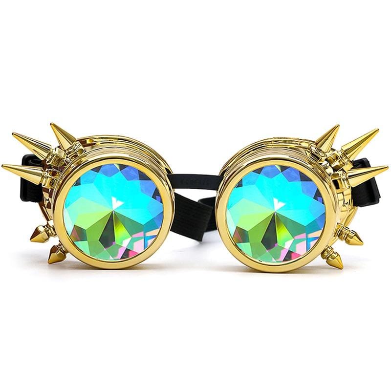 Spiked Bright Gold Rave Goggles