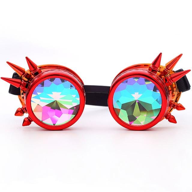 Spiked Red Rave Goggles | Rave Accessories | Kaleidoscope Goggles ...